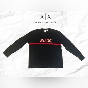 Armani Exchange Men’s Black Lambswool Crewneck Sweater